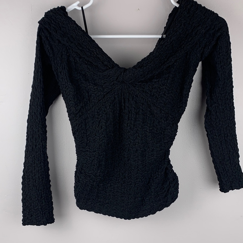 Astr Black Textured Women's Blouse small